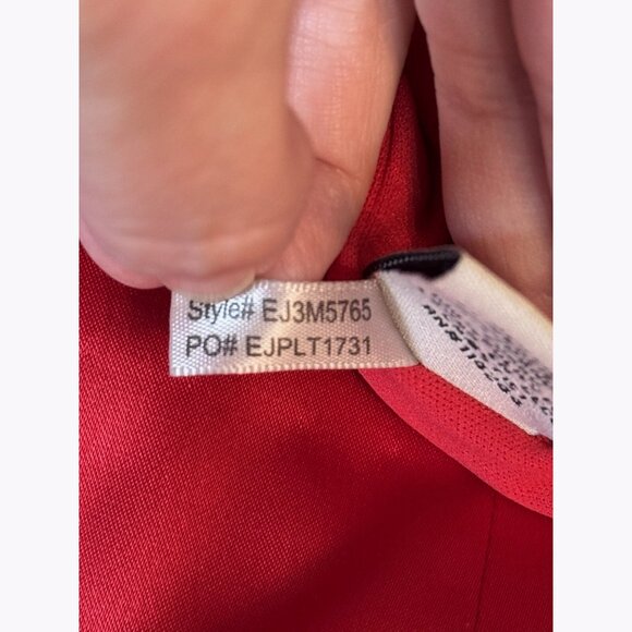 Eliza J Red Halter Dress 10 Satin Sheath Gold Chain Neck Evening Holiday Party - Picture 9 of 12